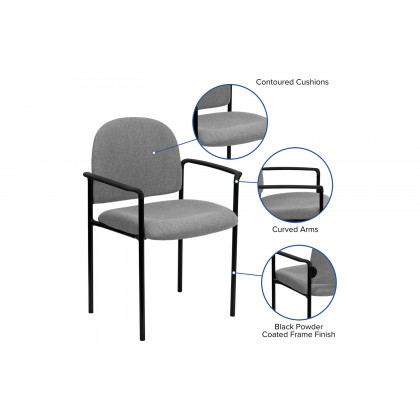 BLNK Tiffany Comfort Fabric Stackable Steel Side Reception Chair with Arms - Gray