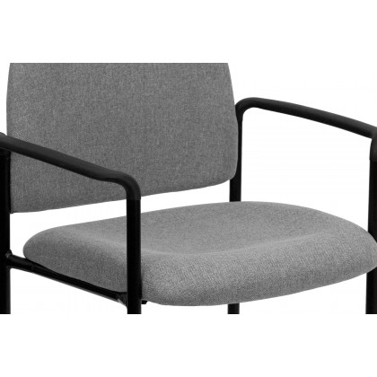BLNK Tiffany Comfort Fabric Stackable Steel Side Reception Chair with Arms - Gray