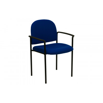 BLNK Tiffany Comfort Fabric Stackable Steel Side Reception Chair with Arms - Navy