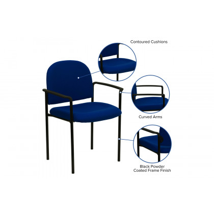 BLNK Tiffany Comfort Fabric Stackable Steel Side Reception Chair with Arms - Navy