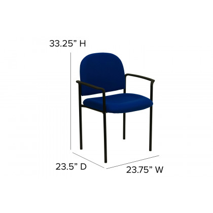 BLNK Tiffany Comfort Fabric Stackable Steel Side Reception Chair with Arms - Navy