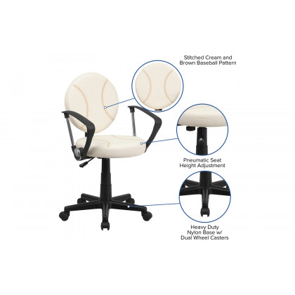 BLNK Jonathan Baseball Swivel Task Office Chair - with Arms
