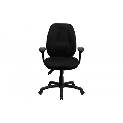BLNK Rochelle Fabric High-Back Multifunction Ergonomic Executive Swivel Office Chair with Adjustable Arms - Black