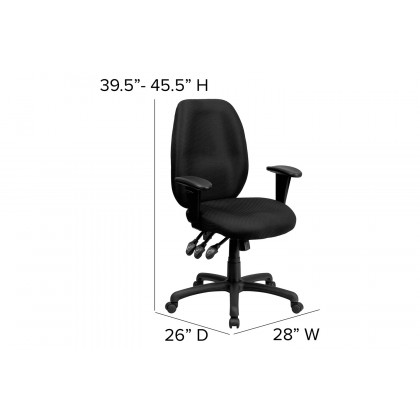 BLNK Rochelle Fabric High-Back Multifunction Ergonomic Executive Swivel Office Chair with Adjustable Arms - Black