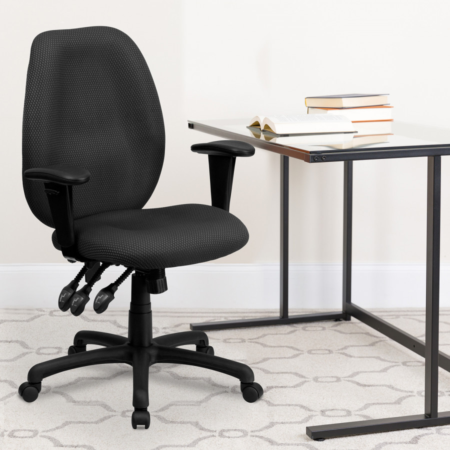 BLNK - Rochelle Fabric High-Back Multifunction Ergonomic Executive Swivel Office Chair with Adjustable Arms
