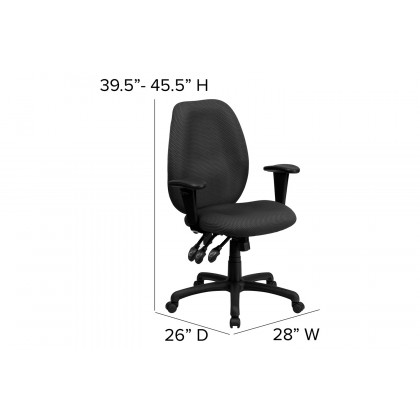 BLNK Rochelle Fabric High-Back Multifunction Ergonomic Executive Swivel Office Chair with Adjustable Arms - Gray