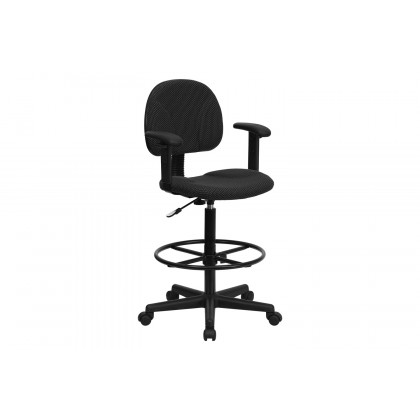 BLNK Bruce Fabric Drafting Chair - Black Patterned, with Adjustable Arms