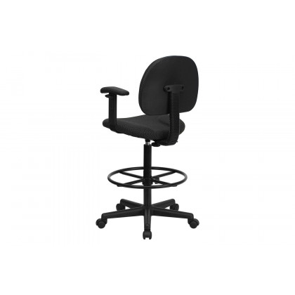 BLNK Bruce Fabric Drafting Chair - Black Patterned, with Adjustable Arms