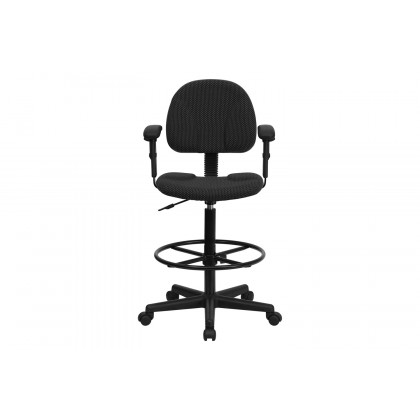 BLNK Bruce Fabric Drafting Chair - Black Patterned, with Adjustable Arms
