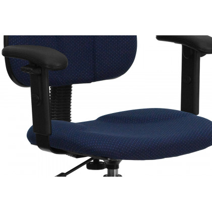 BLNK Bruce Fabric Drafting Chair - Navy Blue Patterned, with Adjustable Arms