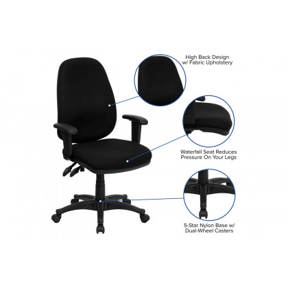 BLNK - Rochelle Fabric High-Back Executive Swivel Ergonomic Office Chair with Adjustable Arms