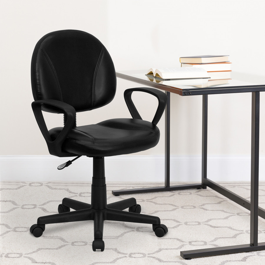 BLNK - Ronald LeatherSoft Mid-Back Swivel Ergonomic Task Office Chair with Back Depth Adjustment and Arms