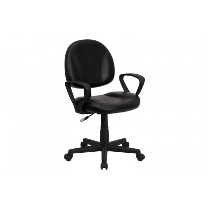 BLNK - Ronald LeatherSoft Mid-Back Swivel Ergonomic Task Office Chair with Back Depth Adjustment and Arms
