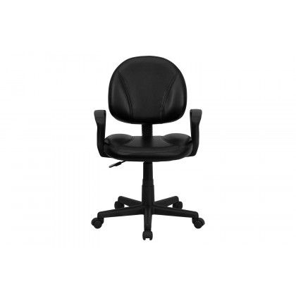 BLNK - Ronald LeatherSoft Mid-Back Swivel Ergonomic Task Office Chair with Back Depth Adjustment and Arms