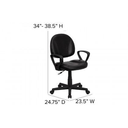 BLNK - Ronald LeatherSoft Mid-Back Swivel Ergonomic Task Office Chair with Back Depth Adjustment and Arms