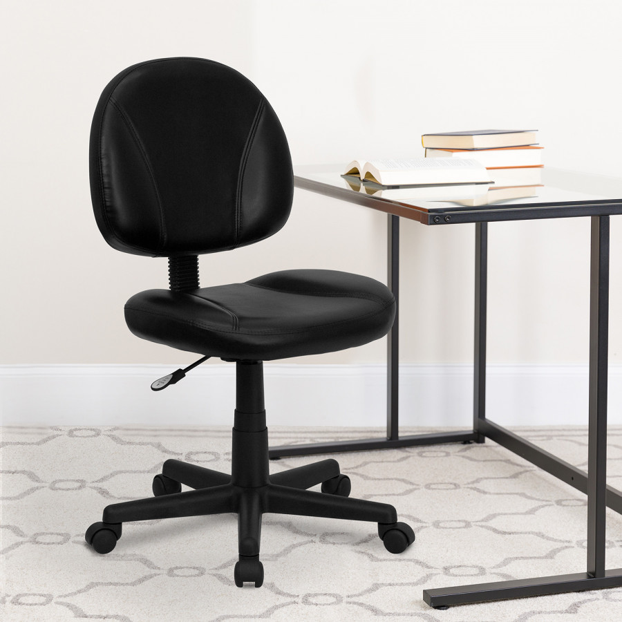 BLNK - Ronald Mid-Back Black LeatherSoft Swivel Ergonomic Task Office Chair with Back Depth Adjustment
