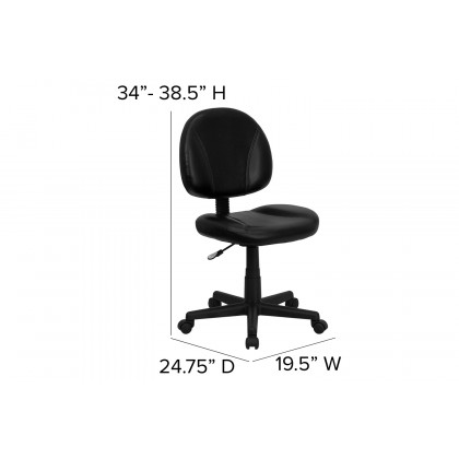 BLNK - Ronald Mid-Back Black LeatherSoft Swivel Ergonomic Task Office Chair with Back Depth Adjustment