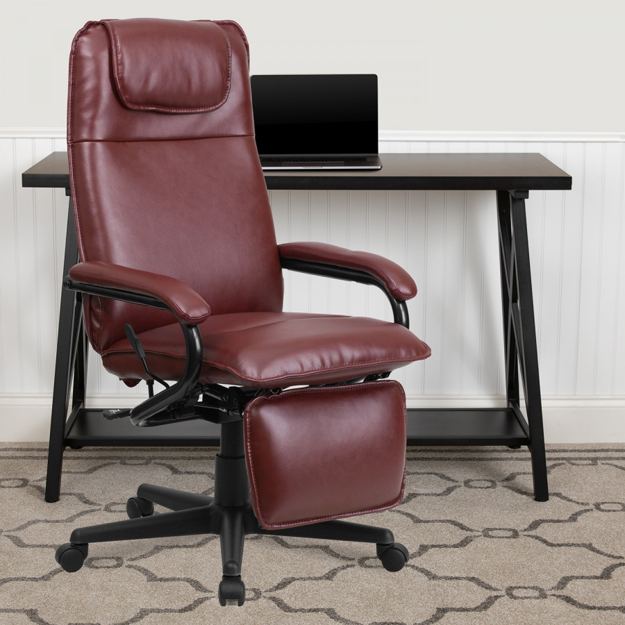 BLNK Robert LeatherSoft High-Back Executive Reclining Ergonomic Swivel Office Chair with Arms - Burgundy