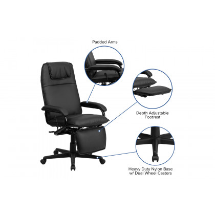 BLNK Robert LeatherSoft High-Back Executive Reclining Ergonomic Swivel Office Chair with Arms - Black