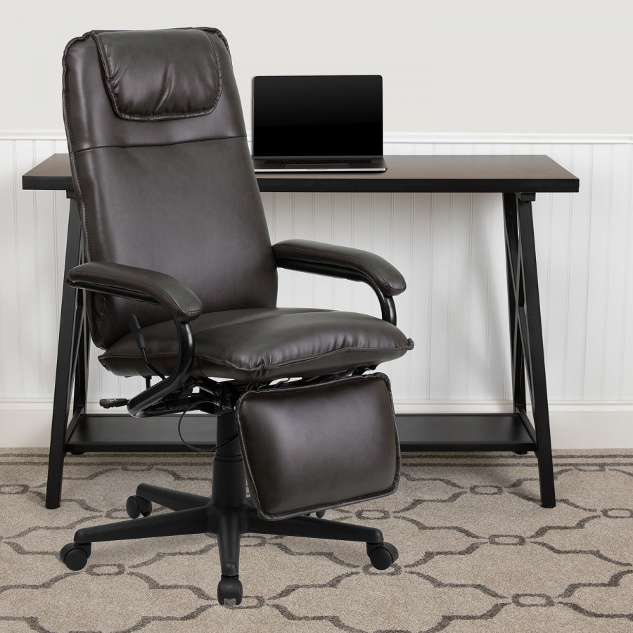BLNK Robert LeatherSoft High-Back Executive Reclining Ergonomic Swivel Office Chair with Arms - Brown