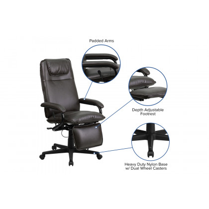 BLNK Robert LeatherSoft High-Back Executive Reclining Ergonomic Swivel Office Chair with Arms - Brown