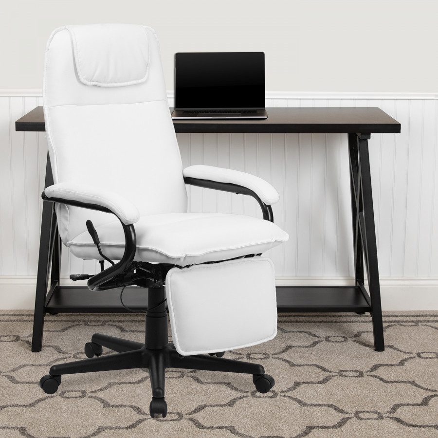 BLNK Robert LeatherSoft High-Back Executive Reclining Ergonomic Swivel Office Chair with Arms - White