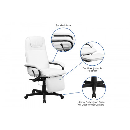 BLNK Robert LeatherSoft High-Back Executive Reclining Ergonomic Swivel Office Chair with Arms - White