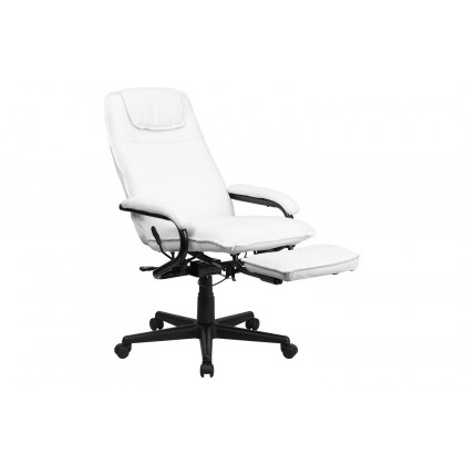 BLNK Robert LeatherSoft High-Back Executive Reclining Ergonomic Swivel Office Chair with Arms - White