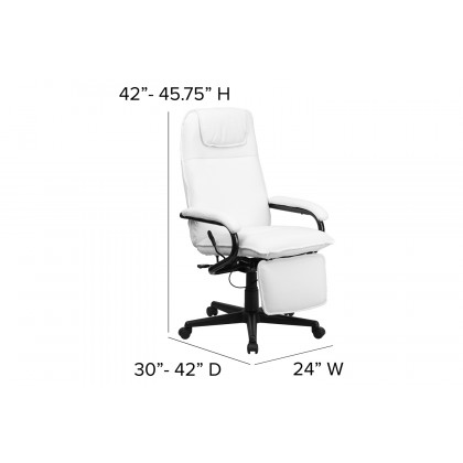 BLNK Robert LeatherSoft High-Back Executive Reclining Ergonomic Swivel Office Chair with Arms - White