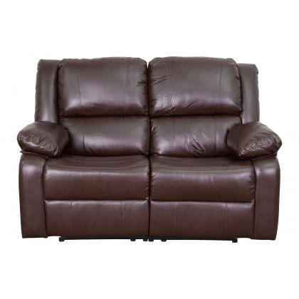 BLNK Harmony Series LeatherSoft Loveseat with Two Built-In Recliners - Brown