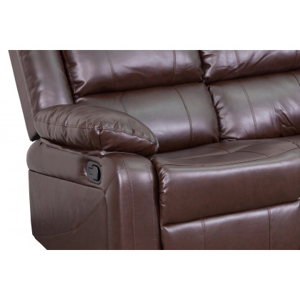 BLNK Harmony Series LeatherSoft Loveseat with Two Built-In Recliners - Brown