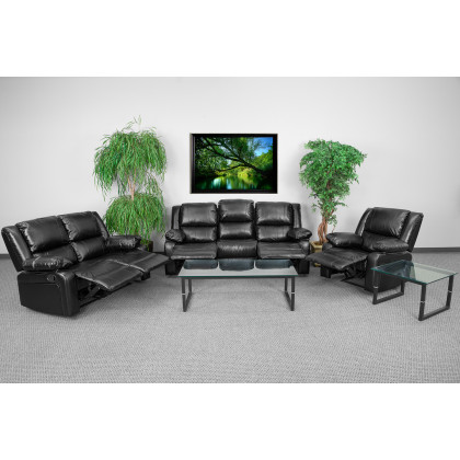 BLNK Harmony Series LeatherSoft Reclining Sofa Set - Black
