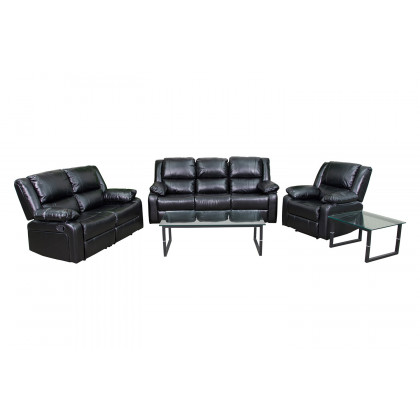 BLNK Harmony Series LeatherSoft Reclining Sofa Set - Black