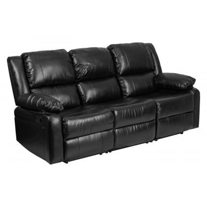 BLNK Harmony Series LeatherSoft Sofa with Two Built-In Recliners - Black