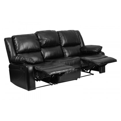 BLNK Harmony Series LeatherSoft Sofa with Two Built-In Recliners - Black