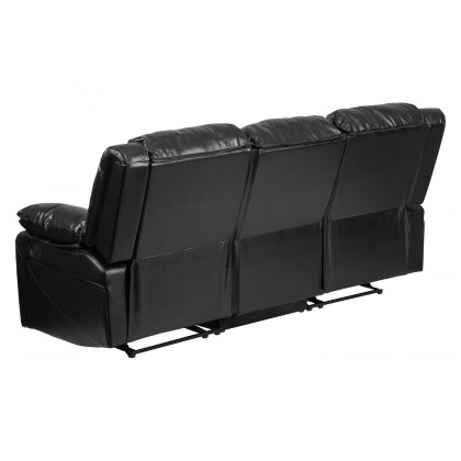 BLNK Harmony Series LeatherSoft Sofa with Two Built-In Recliners - Black