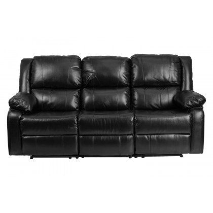 BLNK Harmony Series LeatherSoft Sofa with Two Built-In Recliners - Black