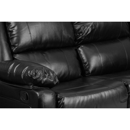 BLNK Harmony Series LeatherSoft Sofa with Two Built-In Recliners - Black
