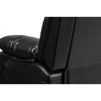 BLNK Harmony Series LeatherSoft Sofa with Two Built-In Recliners - Black