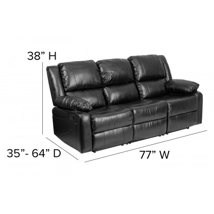 BLNK Harmony Series LeatherSoft Sofa with Two Built-In Recliners - Black