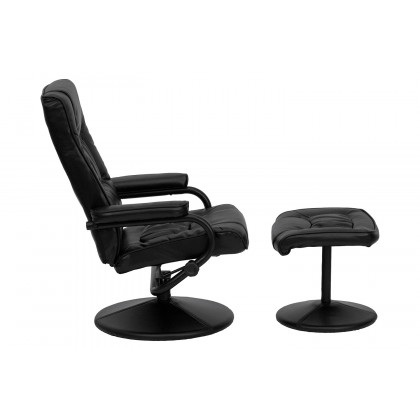 BLNK Rachel LeatherSoft Contemporary Multi-Position Recliner and Ottoman with Wrapped Base - Black