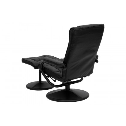 BLNK Rachel LeatherSoft Contemporary Multi-Position Recliner and Ottoman with Wrapped Base - Black
