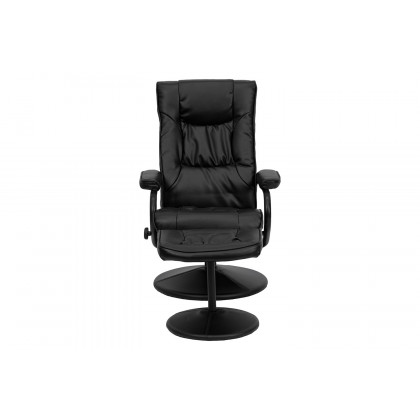 BLNK Rachel LeatherSoft Contemporary Multi-Position Recliner and Ottoman with Wrapped Base - Black