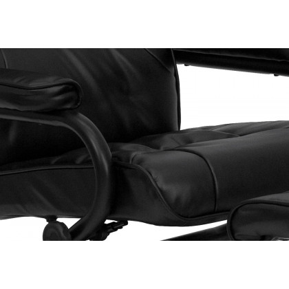 BLNK Rachel LeatherSoft Contemporary Multi-Position Recliner and Ottoman with Wrapped Base - Black