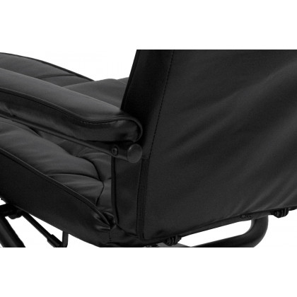 BLNK Rachel LeatherSoft Contemporary Multi-Position Recliner and Ottoman with Wrapped Base - Black