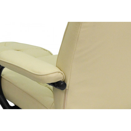 BLNK Rachel LeatherSoft Contemporary Multi-Position Recliner and Ottoman with Wrapped Base - Cream