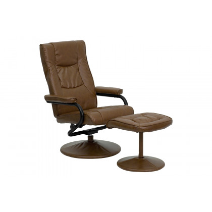 BLNK Rachel LeatherSoft Contemporary Multi-Position Recliner and Ottoman with Wrapped Base - Palimino