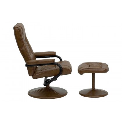 BLNK Rachel LeatherSoft Contemporary Multi-Position Recliner and Ottoman with Wrapped Base - Palimino