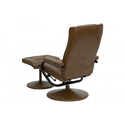 BLNK Rachel LeatherSoft Contemporary Multi-Position Recliner and Ottoman with Wrapped Base - Palimino