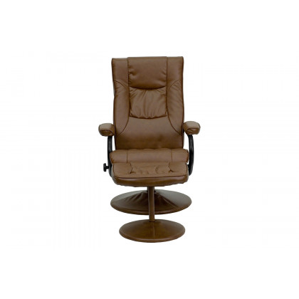 BLNK Rachel LeatherSoft Contemporary Multi-Position Recliner and Ottoman with Wrapped Base - Palimino